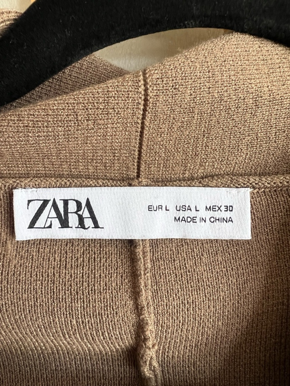 Zara Belted Knit Cardigan L Brown Taupe Minimalist Capsule Layering - Picture 3 of 11